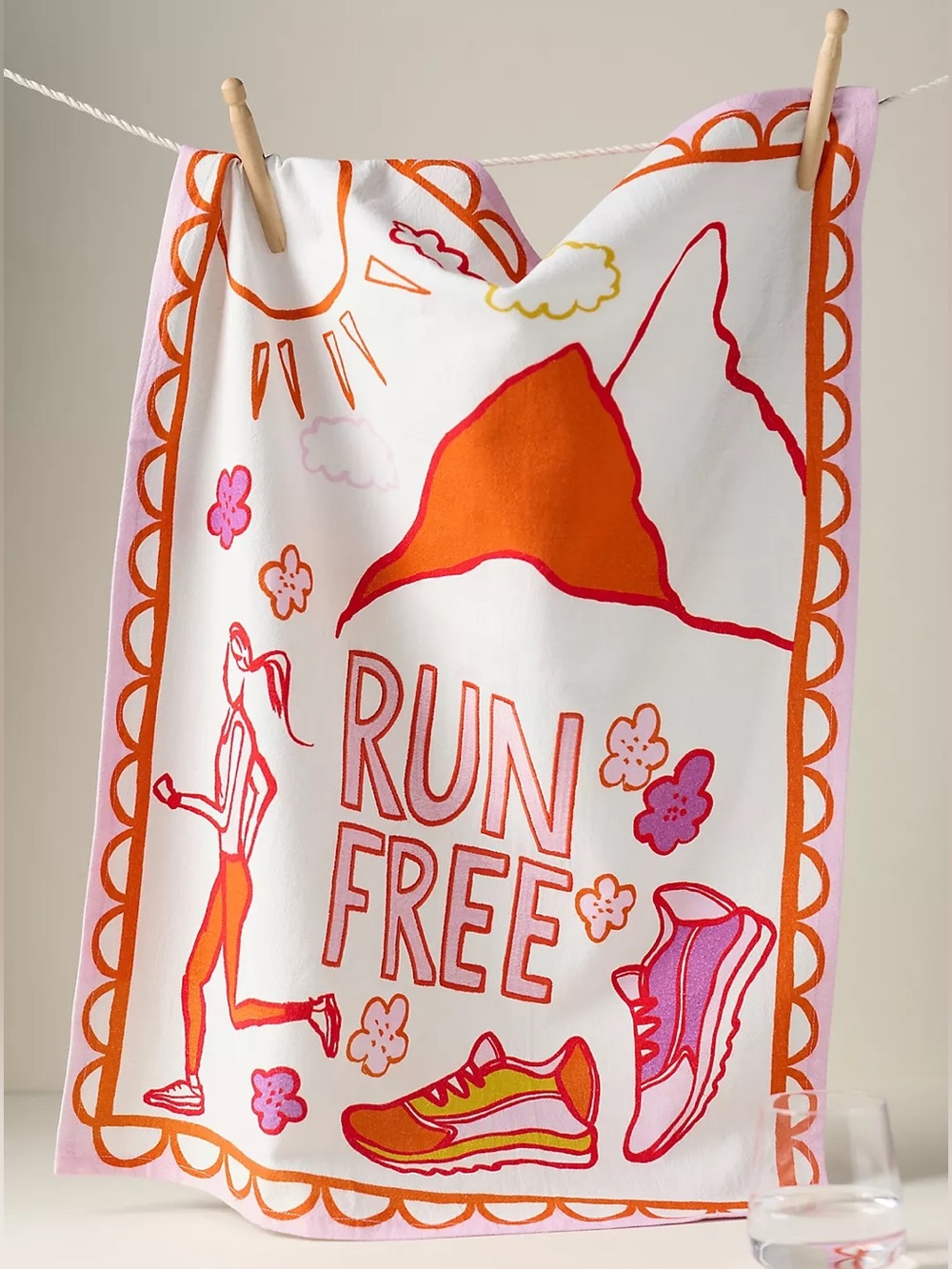 Run Free Graphic Amuse La Bouche Hobby Tea Towel